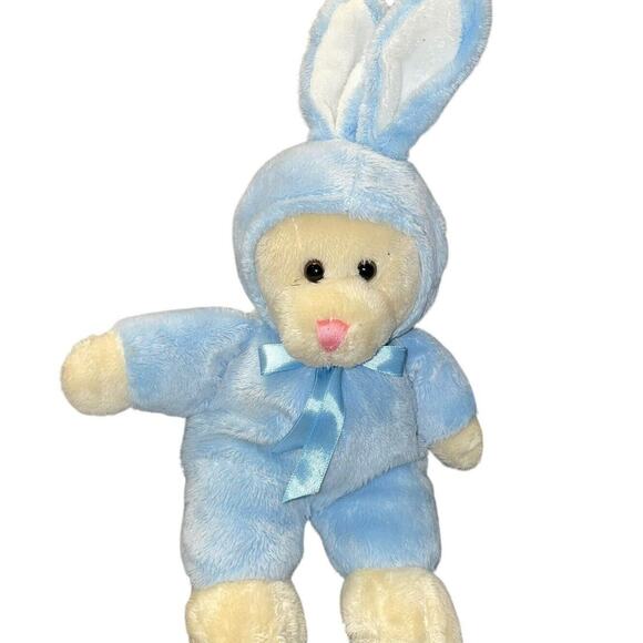 Dan Dee Plush Bunny Rabbit Stuffed Animal Baby Shower Gift Ribbon Nursery Blue - Picture 2 of 10